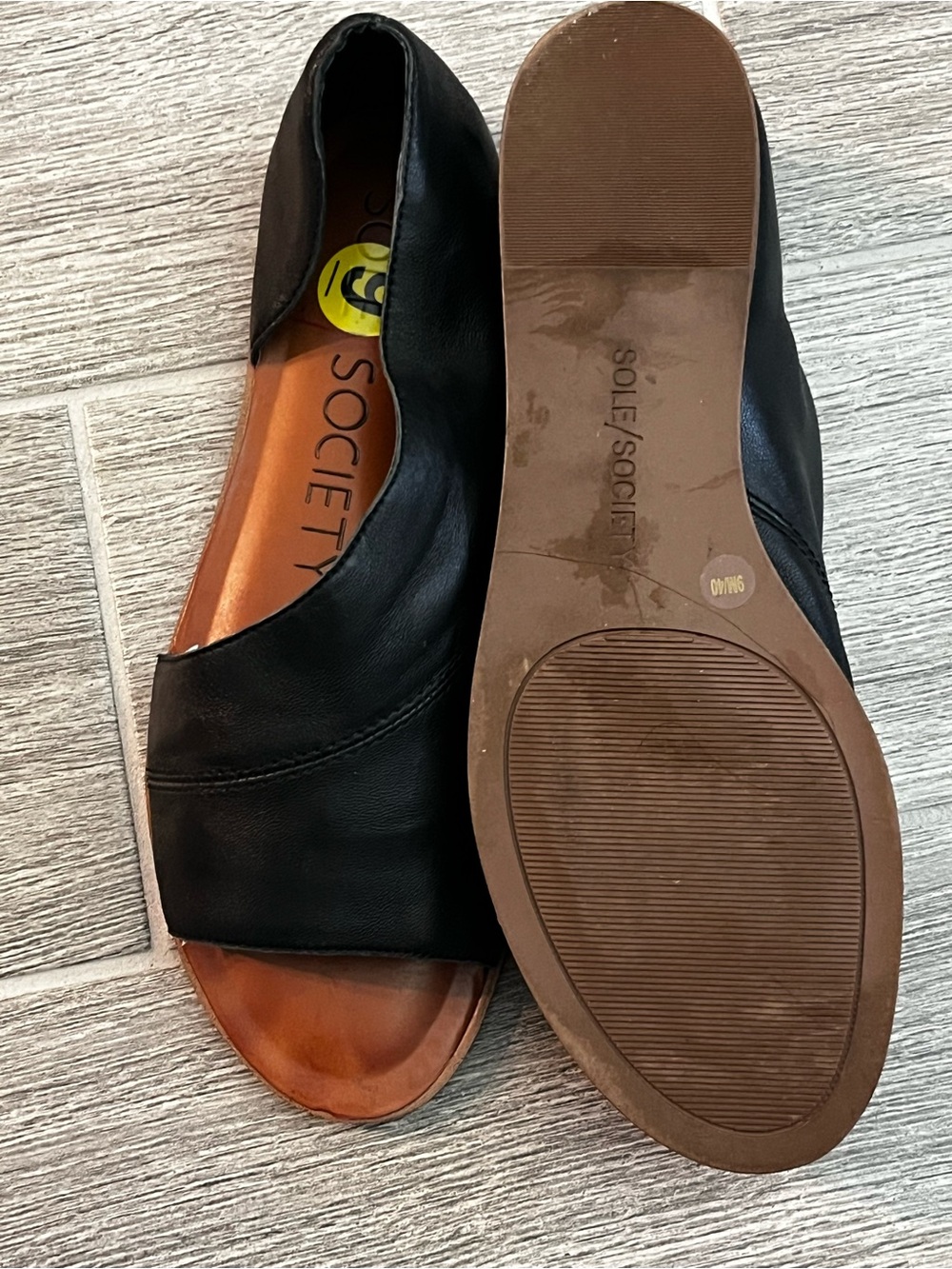 Sole Society Black Open-Toe D’ Orsay Leather Sandals - Picture 3 of 4